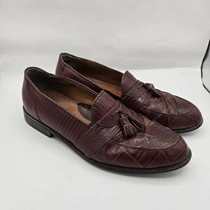 Stacy Adams Dress Shoe Genuine Snake Skin Leather Tassel Loafer Brown Size‎ 10M
